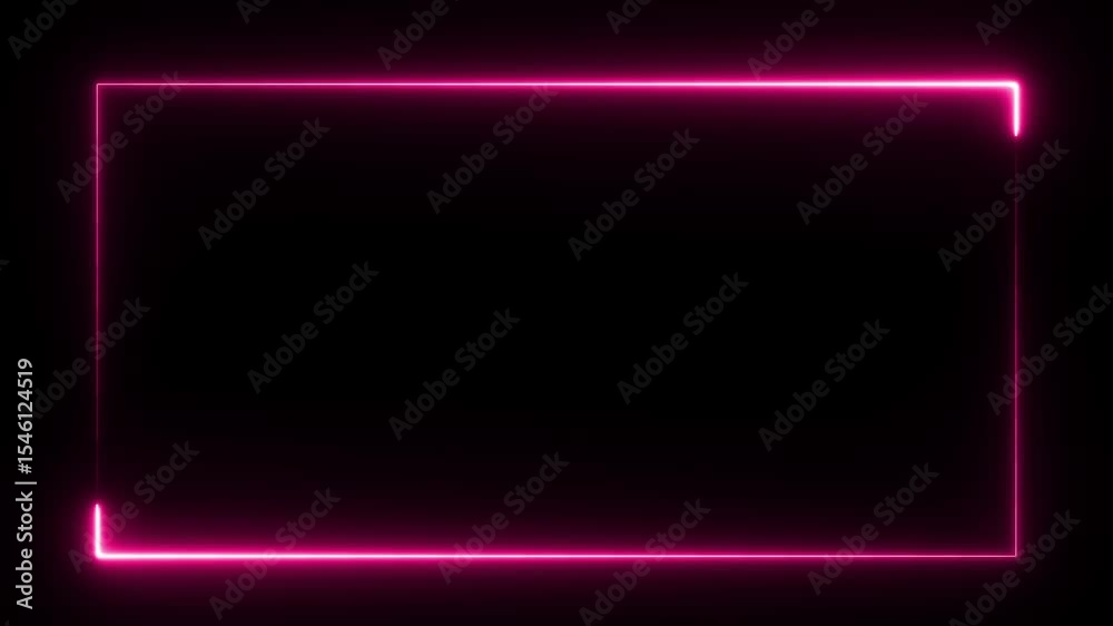 Canvas Prints neon light rectangle frame border animated. rectangular frame made of two moving neon lights overlay