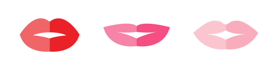 Sexy lips of women or girls flat vector illustrations set