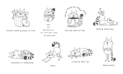 Sarcastic Cats – Hand Drawn Funny Minimal Illustrations