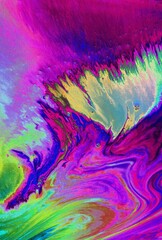 Abstract turquoise-purple background. The colors mix freely and create a wave of movement. Bright saturated colors.  Chaos.