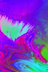 Abstract turquoise-purple background. The colors mix freely and create a wave of movement. Bright saturated colors.  Chaos.