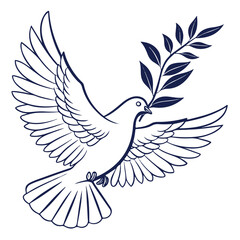 Obraz premium Peaceful dove flying with detailed feather illustration for calm and hopeful themes.