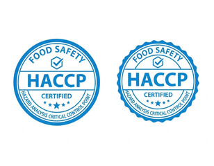 Obraz premium HACCP Food Safety Certified vector badge on white background