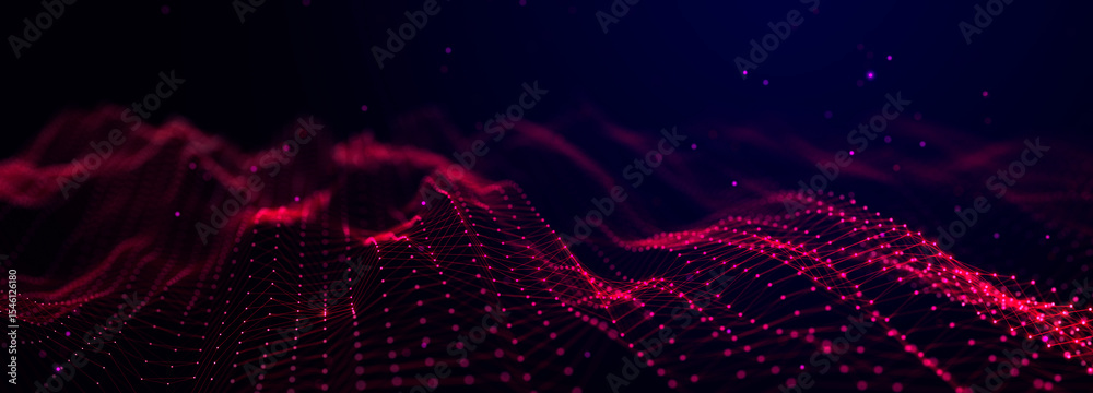 Aufkleber Abstract technology background. Big data digital code. Futuristic dots background. 3d rendering.