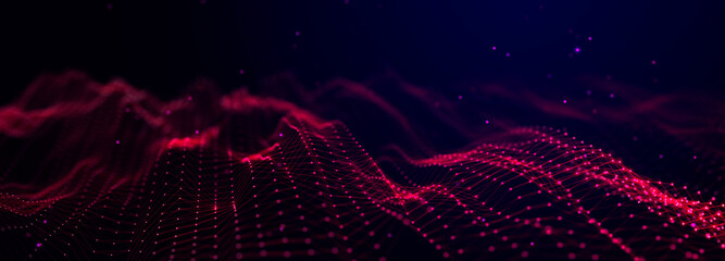 Abstract technology background. Big data digital code. Futuristic dots background. 3d rendering.