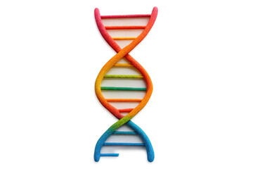 Multicolored dna double helix spinning gently, revealing intricate molecular structure against transparent backdrop, highlighting genetic complexity