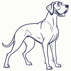 Outline of a standing dog in classic style representing alertness and grace.