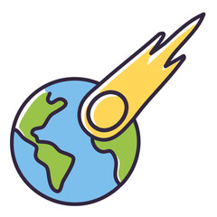 Meteor hitting earth globe