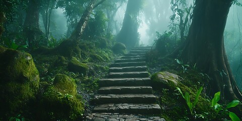 Enchanted Forest Staircase Mystical Nature Photography