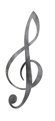 Watercolor treble clef on a transparent background.