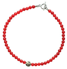 red beads on white background