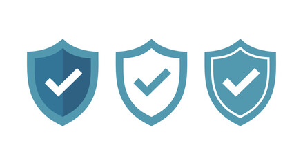 Security Shield Check Mark Icon Set Protection Verified Vector