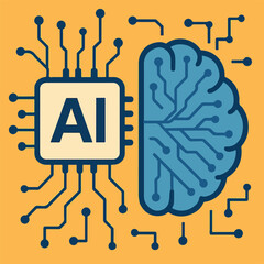 artificial intelligence (AI) with chip. vector illustration