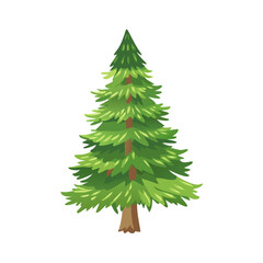 Fototapeta premium Detailed Cartoon Pine Tree or Christmas Tree Vector Illustration