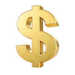 Obraz premium 3d golden dollar sign isolated on transparent background