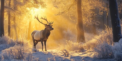 Majestic Deer in Winter Wonderland Stunning Nature Photography