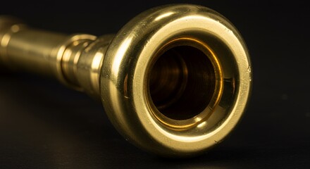 Naklejka premium Close-up of a Golden Brass Musical Instrument Mouthpiece