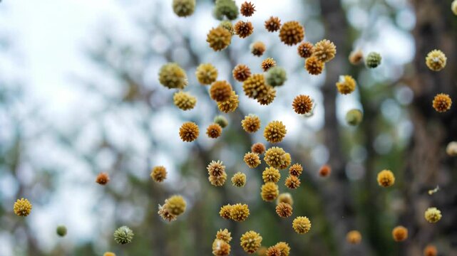 a close up of a bunch of flowers flying in the air