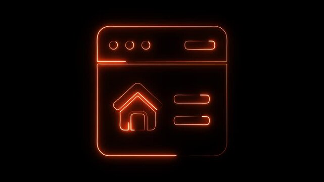 Glowing neon web icon isolated on black background. HD Video motion graphic animation