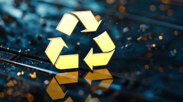 Eco-Friendly: A luminous recycle symbol casts a glow, its triangular arrows entwined to represent the crucial cycle of reuse, renewal, and the preservation of our Earth.