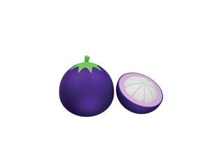 mangosteen icon 3d illustration render