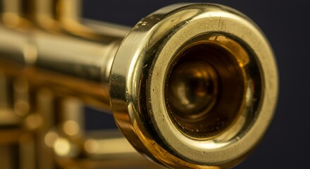 Close-up of a Golden Trumpet's Mouthpiece: A Symphony of Brass and Detail