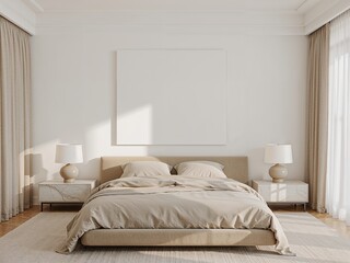 Serene Bedroom Oasis Minimalist Decor, Soft Neutrals, and Natural Light