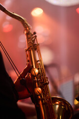 Fototapeta premium Close-Up of Jazz Musician with Saxophone