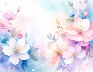 Delicate Watercolor Pastel Flowers Soft Blossom Floral Design