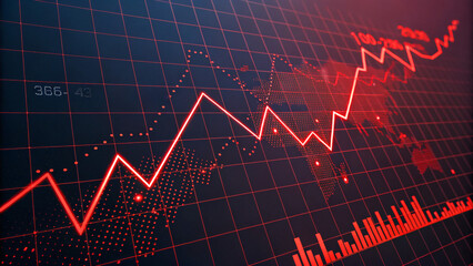 Naklejka premium Dramatic Red Stock Market Crash Graph – Financial Decline Data Visualization on Dark Background