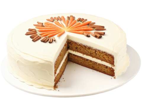 Carrot Cake A moist carrot cake with finely grated carrots and walnuts, topped with a smooth cream cheese frosting.
