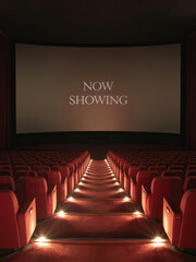 Fototapeta premium Operation Nightfall Premiere – AI-Generated Cinematic Experience in a Packed Movie Theater