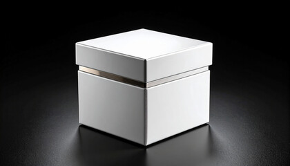White Perfume Box On Black Seamless Studio Background
