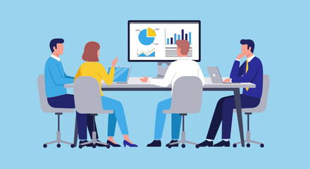 Business Team Meeting Data Analysis and Strategy Session