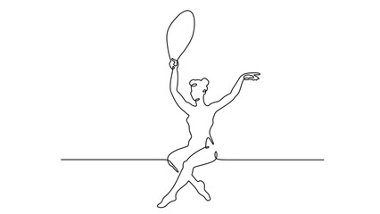 Continuous one line drawing circus artist. Circus. Tightrope walker and equilibrist. Circus performance. One continuous line isolated minimal illustration.Not AI. © derplan13