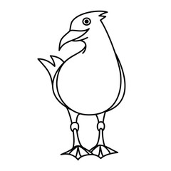 Cartoon Seagull Standing Line Art Illustration Vector