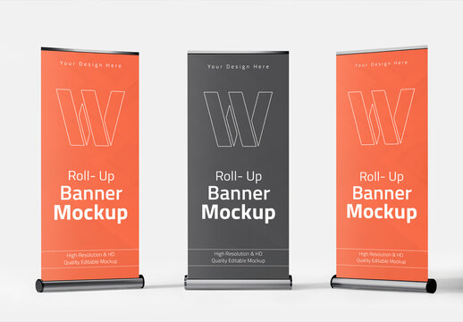 Three Roll-up Banner Mockup
