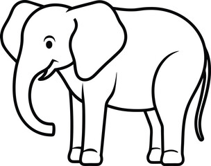 Side view of traditional elephant in elegant line drawing