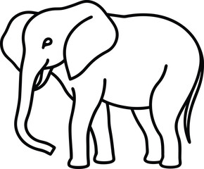 Ornamental elephant in side profile with clean black lines