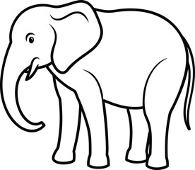Cultural elephant vector with simple black line and trunk
