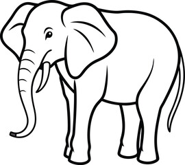 Obraz premium Elegant elephant illustration in contour line vector style