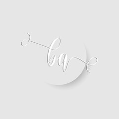 Minimalist BA Letter Monogram in Script Font with Paper Cutout Effect