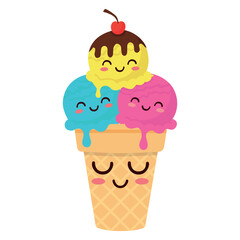 Kawaii Ice Cream Cone Character