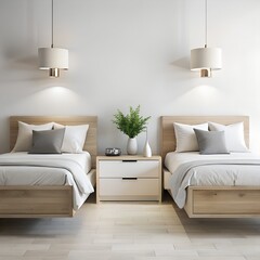 Floating Nightstands on White Modern Bedroom Symmetry