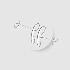 Minimalist FF Letter Monogram in Script Font with Paper Cutout Effect