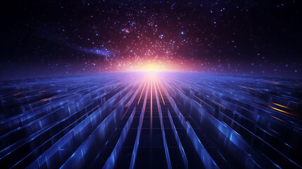 Obraz premium digital horizon, concept of technology journey, AI futuristic