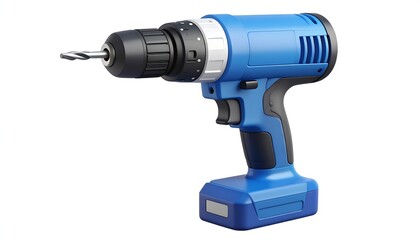 Blue cordless drill with isolated.