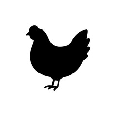 Cartoon hen silhouette vector flat illustration design.