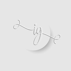 Obraz premium Minimalist IG Letter Monogram in Script Font with Paper Cutout Effect
