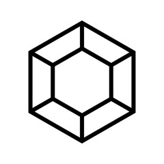 Hexagon Cube 3D Shape Outline Icon